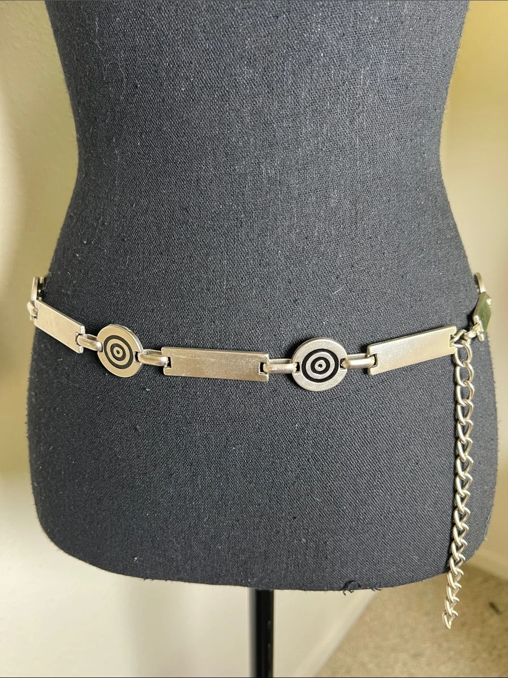 ESCADA Women’s Matted Silver Tone Contempo Bar Target Chain Link Belt